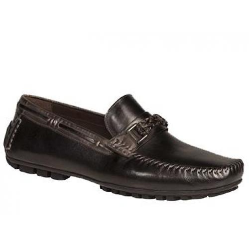Bacco Bucci "Zagreb" Black / Grey Calfskin Loafer Shoes